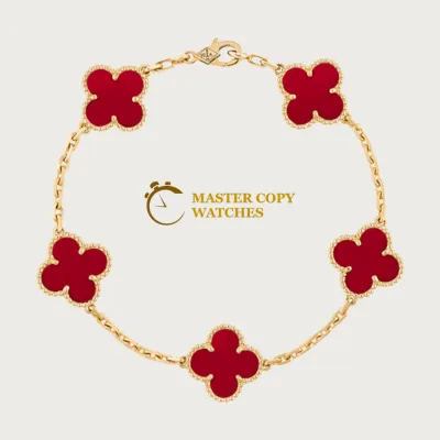 Vintage Alhambra Necklace with Red Stone