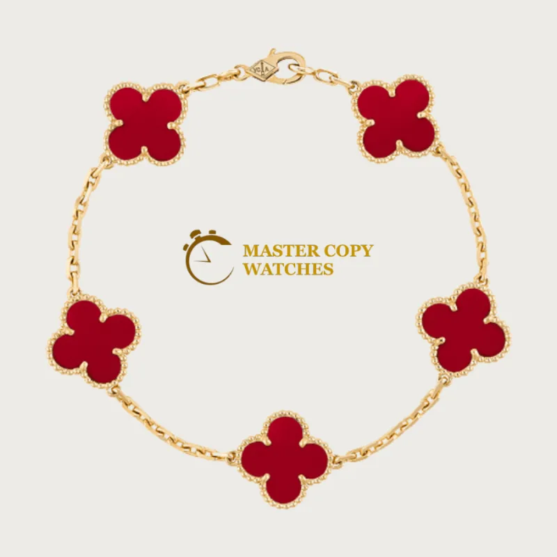 Vintage Alhambra Necklace with Red Stone