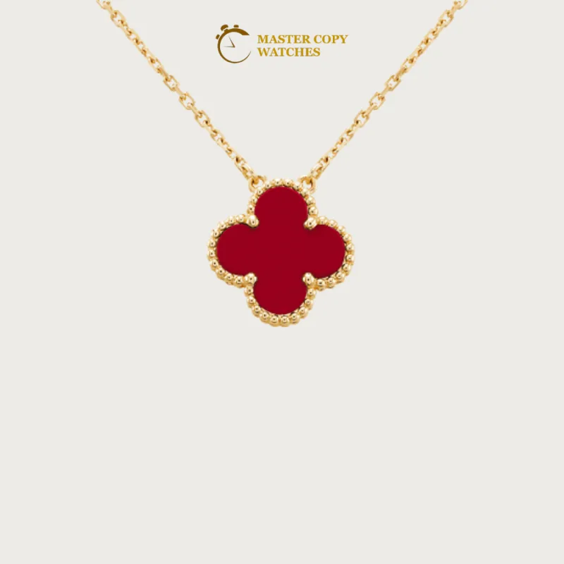 Vintage Alhambra Necklace with Red Stone