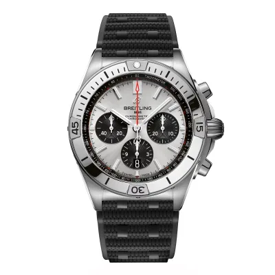 Breitling Chronomat B01 Chronograph 42mm Mens Watch Silver Rubber