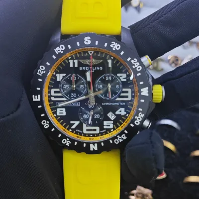 Breitling Endurance Pro Black Dial Yellow Rubber Strap Watch