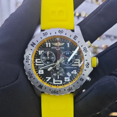 Breitling Endurance Pro Black Dial Yellow Rubber Strap Watch