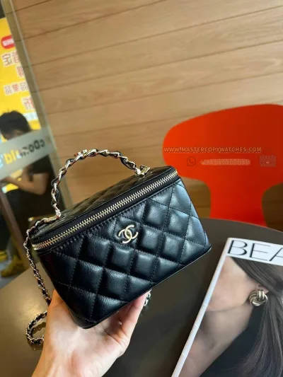 Chanel Balck Vanity Top Handle Case