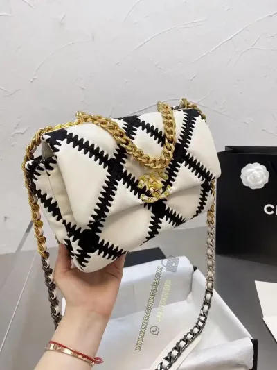 Chanel Black Crochet with gold Chain Mini flap Bag