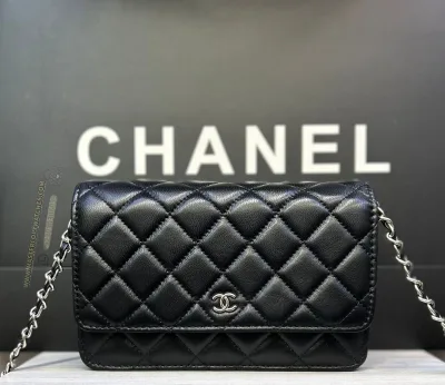 Chanel Classic Ladies Wallet with Chain In Black