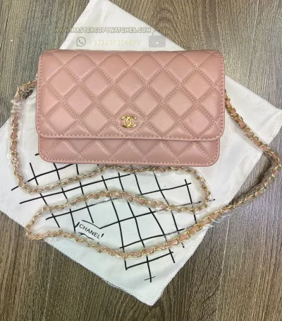 Chanel Classic Ladies Wallet with Chain In Pink
