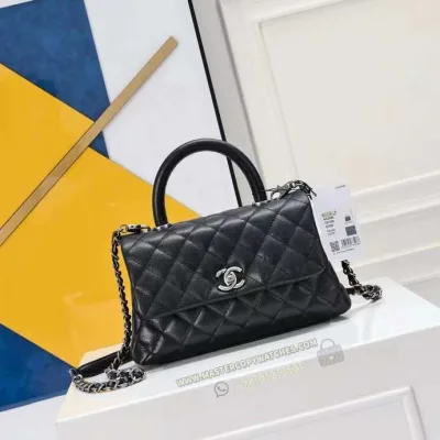 Chanel Mini Flap with Top Handle in Black