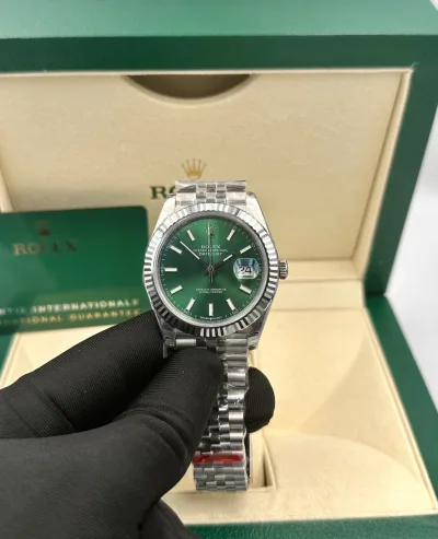 Date Just Silver Green Glow Dial Master Clone Watch