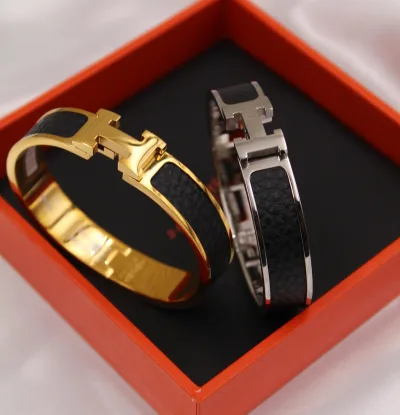 Hermes Black Enamel Clic HH Bracelet
