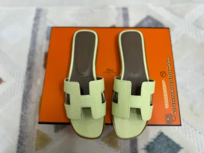 Hermes Ladies Sandals Flat Oran Vanille Matte