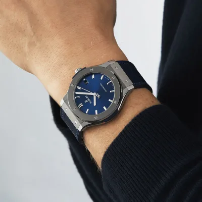 Hublot Classic Fusion 45mm Titanium Blue dial