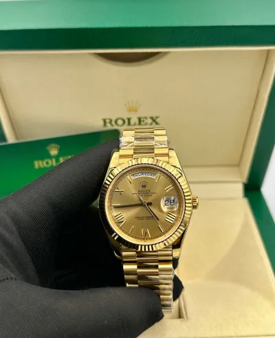 Rolex Day Date Gold Champagne Diamond Dial Watch