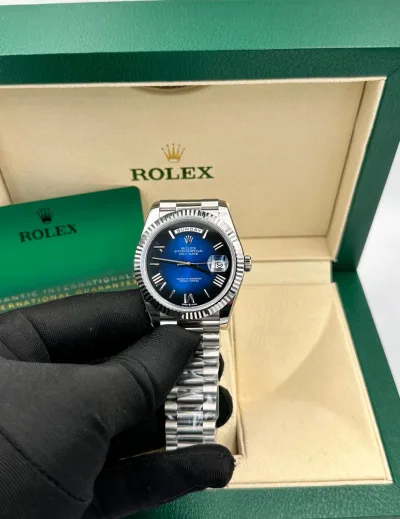 Rolex Day Date Ice Blue Baguette Dial Platinum Presidential 228206 Replica