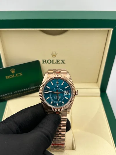 Rolex Oyster Sky Dweller Rose gold With Blue Dial Replica