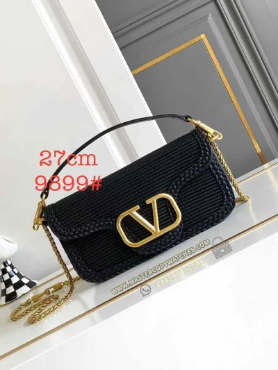 Valentino Garavani Black 27 Woven Handbag