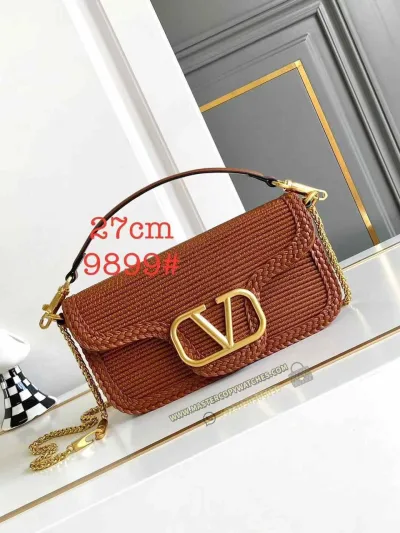 Valentino Garavani Brown 27 Woven Handbag