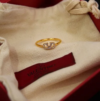 Valentino V-Logo Signature Crystal Ring