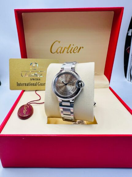 Cartier Ballon Bleu De Cartier Pink Dial Silver Steel Strap Watch