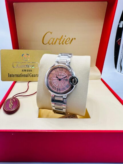 Cartier Ballon Bleu Pink Dial Stainless Steel Watches