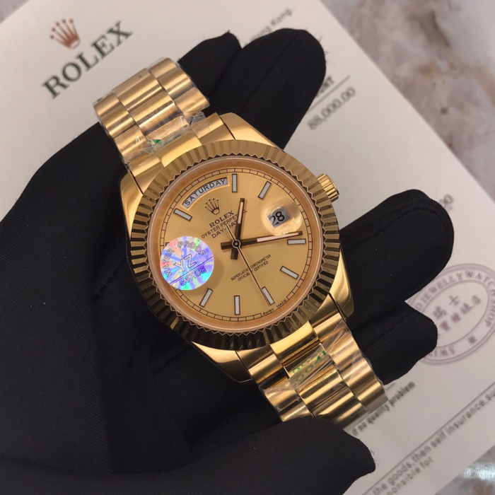 Rolex Day Date Gold Champagne Diamond Dial Watch