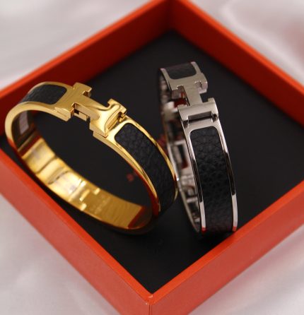 Hermes Black Enamel Clic HH Bracelet