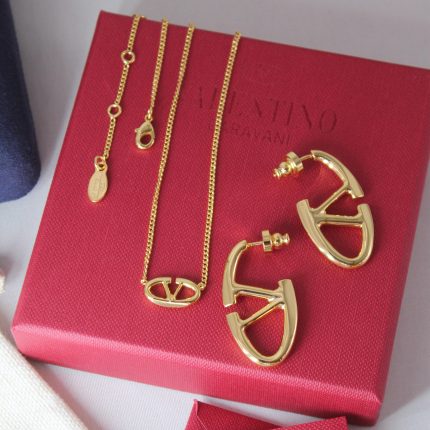 Valentino Signature V Logo Pendant Chain Earrings UAE
